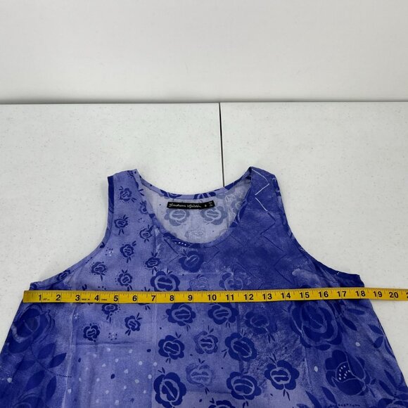Gudrun Sjoden S Small Blue Artsy Lagenlook Dress Tonal Floral Cotton Tank - Picture 5 of 10